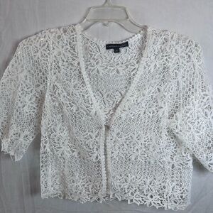 Chris McLaughlin White Crochet Floral Jacket